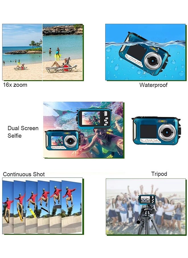 Generic Underwater Camera,Dual Screens, Full HD 48MP Digital Camera, LCD Displays, Selfie 16X Waterproof Video Recorder Camera for Snorkeling Camping Travel  - Image 2