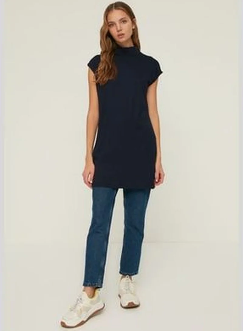 trendyol Navy Blue-Stone 2-piece Stand Up Collar Sleeveless Underwear Tunic TCTSS21UK0033