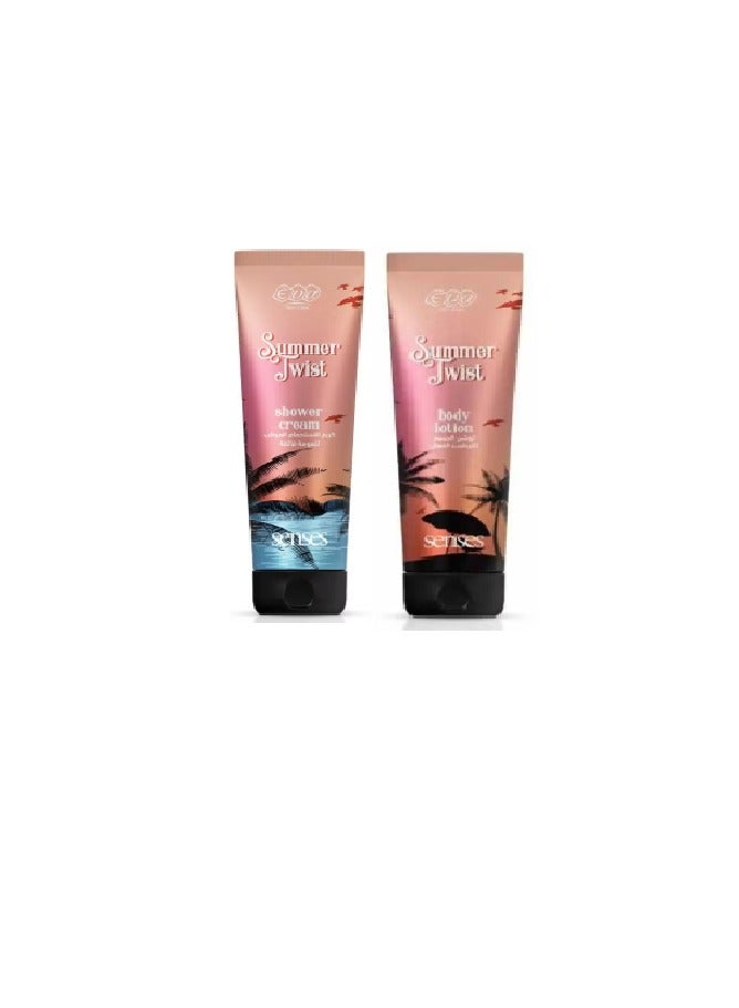 إيفا كريم للإستحمام المرطب سمر تويست سكين كير سينسز 250 مل + لوشن الجسم سكين كير سينس سمر تويست 240 مل - Image 1
