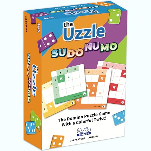 The Uzzle Uzzle Games Sudonumo Domino 24 Dominoes 120 Puzzles MultiLevel Difficulty AD 24 Players Ages 6 FastPaced Mind Games Travel Games for Family Fun - Image 1