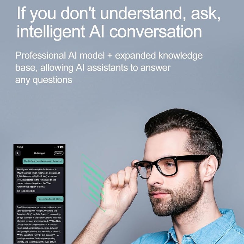 AI Translator Smart Glasses Bluetooth Sunglasses Open Ear 163 Languages Real Time Translation Voice Assistant - Image 4