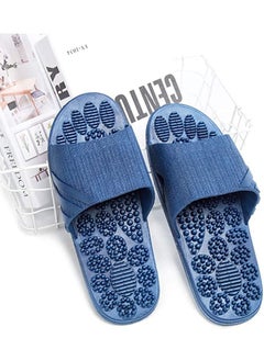 SYOSI Shiatsu Massage Slippers 1 Pair Foot Massage Anti-Slip Bath Slippers Home Sandals Men and Women Bath Shower (Blue, 42-43)  - Image 4
