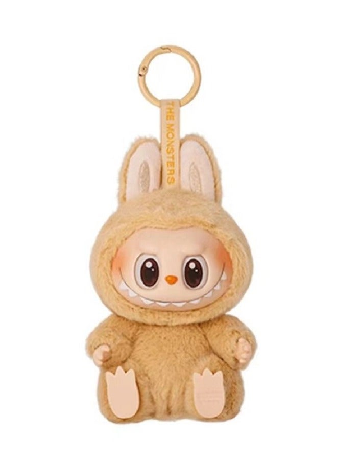 Second-Generation Sit-Down Party Series - Labubu - Vinyl Plush Toy (Puppy Eyes Style),Yellow Doll Trendy Pendant Keychain,17 cm - Image 1