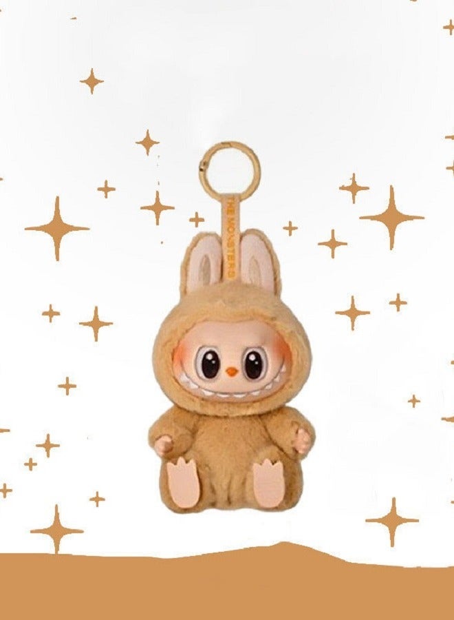 Second-Generation Sit-Down Party Series - Labubu - Vinyl Plush Toy (Puppy Eyes Style),Yellow Doll Trendy Pendant Keychain,17 cm - Image 2