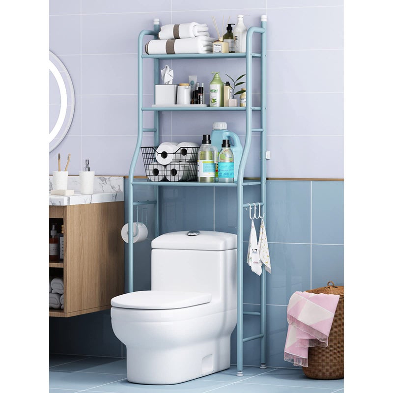 Household Products Over-The-Toilet Space Saver Bathroom Storage Rack,3-Tier Toilet Shelf Free Standing Bathroom Organizer,Metal Shelves for Laundry Balcony,blue,34x15x36cm - Image 2