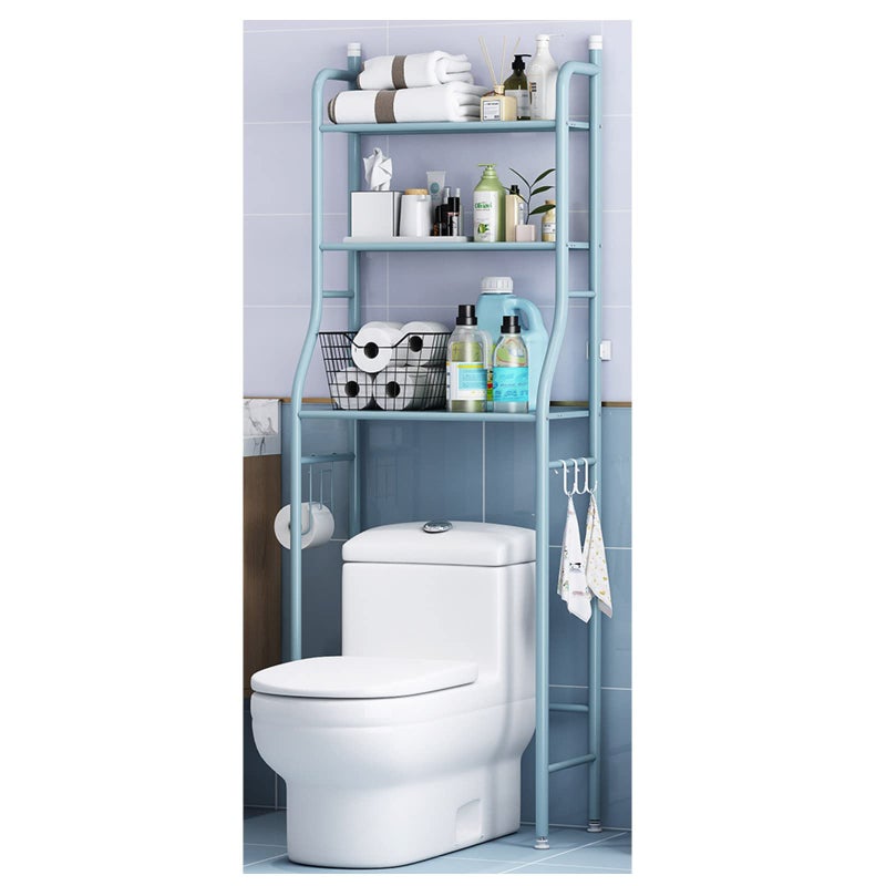 Household Products Over-The-Toilet Space Saver Bathroom Storage Rack,3-Tier Toilet Shelf Free Standing Bathroom Organizer,Metal Shelves for Laundry Balcony,blue,34x15x36cm - Image 1