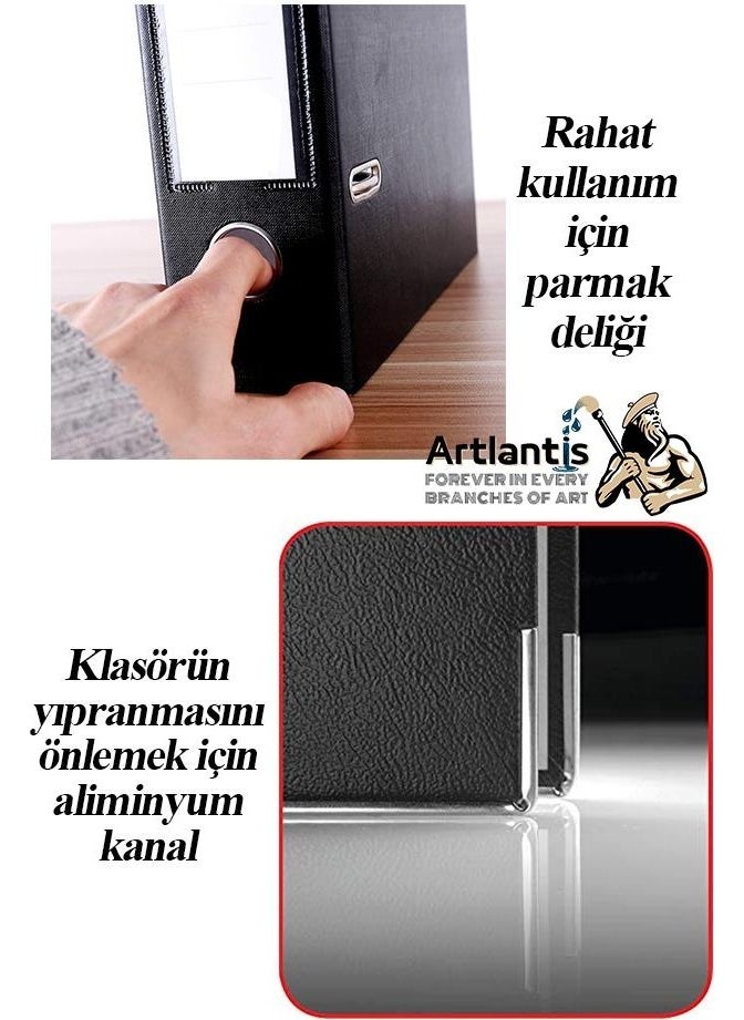 Artlantis - Office Folder Black Wide 10 Pieces Plastic Wide Black Folder with Ring Stainless Steel Clips 10 Pieces - Image 1