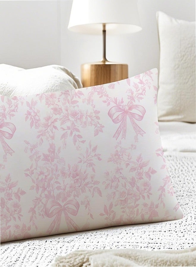 PIUD Chinoiserie Pink and White Floral 20x54 Body Pillow Cover, Chinoiserie Decor, Pink Coquette Bow Flowers Grand Millenial Decorative Long Body Pillow Cases for Bed Couch - Image 5