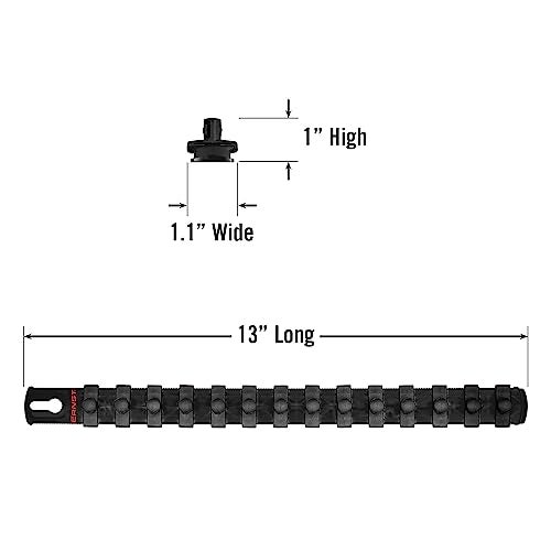 Ernst Manufacturing 13-Inch Magnetic Socket Organizer with 14 3/8-Inch Twist Lock Clips, Black (8424M-Black-3/8) - Image 5