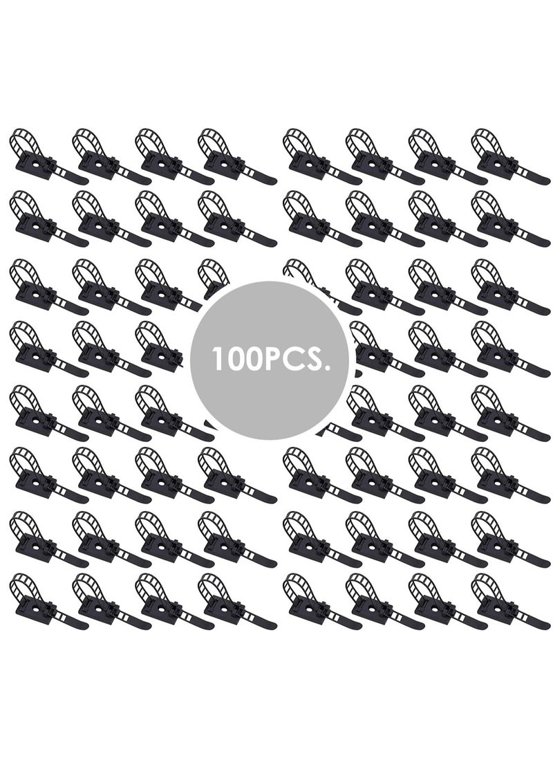 AIWANTO 100Pcs Adjustable Self-Adhesive Cable Ties – Strong Wire Organizers for Home, Office & Electronics  - Image 2