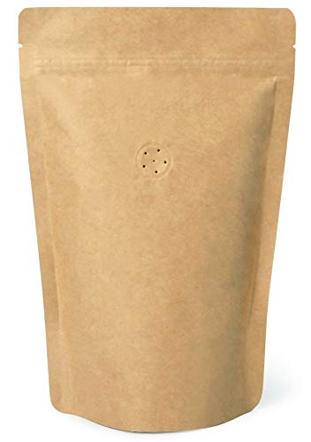 EverPack 50 Counts High Barrier Natural Kraft Paper Stand up Zipper Coffee Pouch Bag with One Way Degassing Valve 50 8 OZ05 LB224250 Gram - Image 2