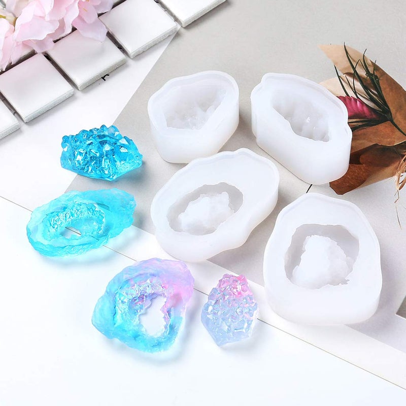 Dofaxgo Natural Stone Resin Mold Crystal Quartz Rock Cluster Geode Druzy Gem Pendant Silicone Mold Diy Jewelry Decoration Resin Molds Home Decor - Image 3