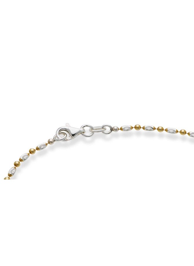 MiaBella - 925 Sterling Silver Diamondcut Oval And Round Bead Ball Chain Anklet Ankle Bracelet For Women Teen Girls Made In Italy (Yellowgoldplatedsilver Length 10 Inches) - Image 1