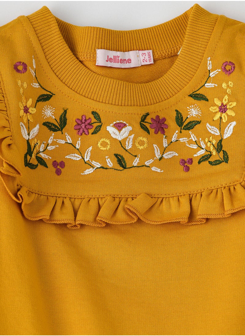 Jelliene Sweat top with emb & frill at neck  - Image 3