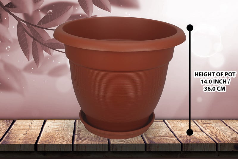 Halsey® Hexagonal (Pack of 4) Modern Design Durable Plastic Plant Pot For Gardening (with Plate) (XX-Large),Red - Image 4
