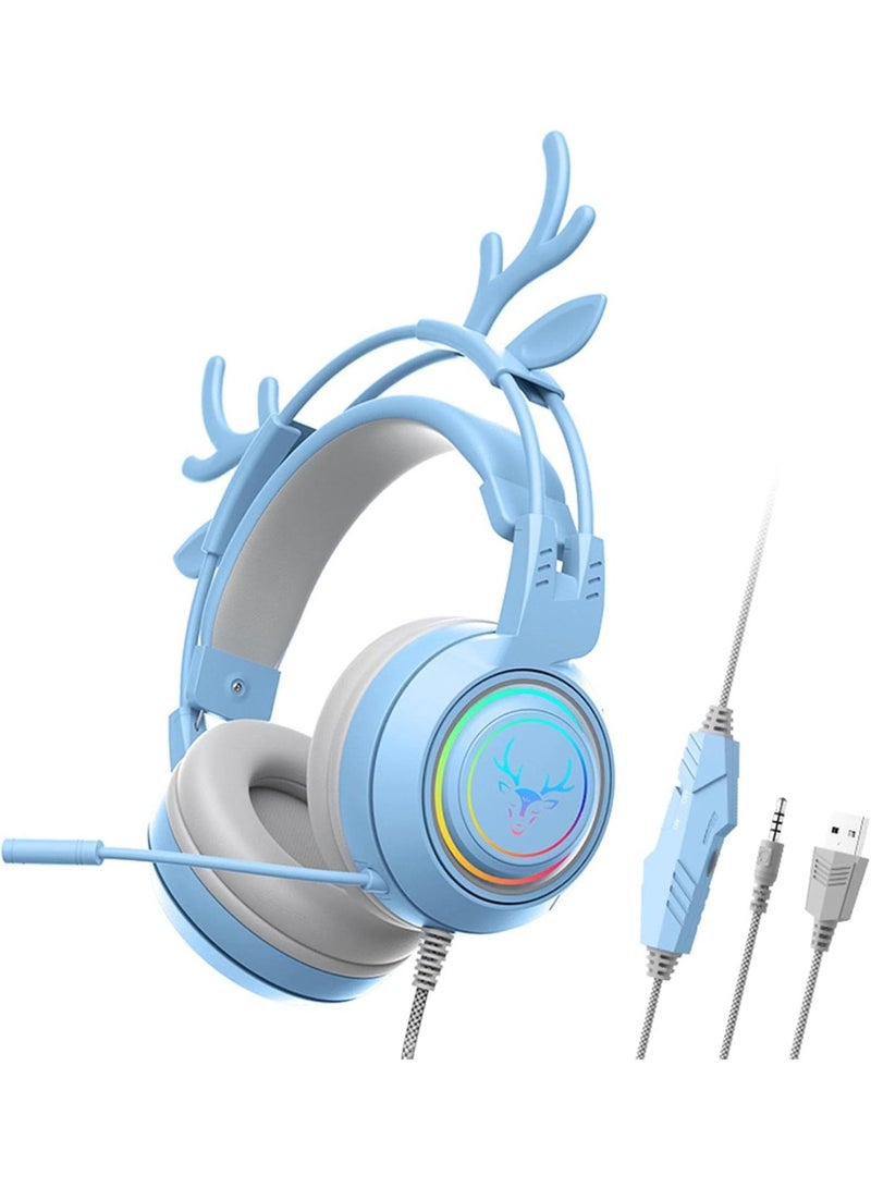 SY-G25 Stereo Gaming Headset for PS4 PC Xbox One PS5 Controller,Noise Cancelling Over Ear Headphones with Mic, LED Breathing Light, Bass Surround, Soft Memory Earmuffs for Laptop Mac Nintendo - Image 1