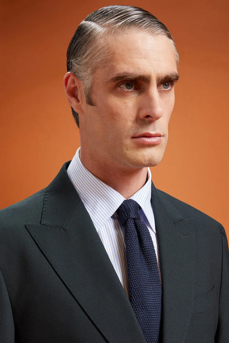 Doppelganger Men's plain knitted tie - DK Blue
