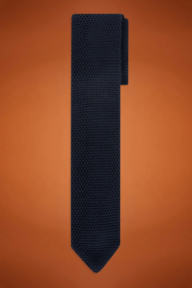 Doppelganger Men's plain knitted tie - DK Blue