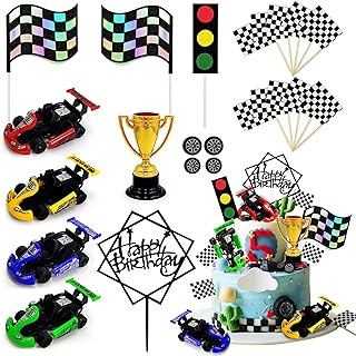 KEEPARTY Racing Car Cake Decoration Racing Car Cake Topper Racing Car Birthday Cake Decorations Racing Car Party Favors - Image 1