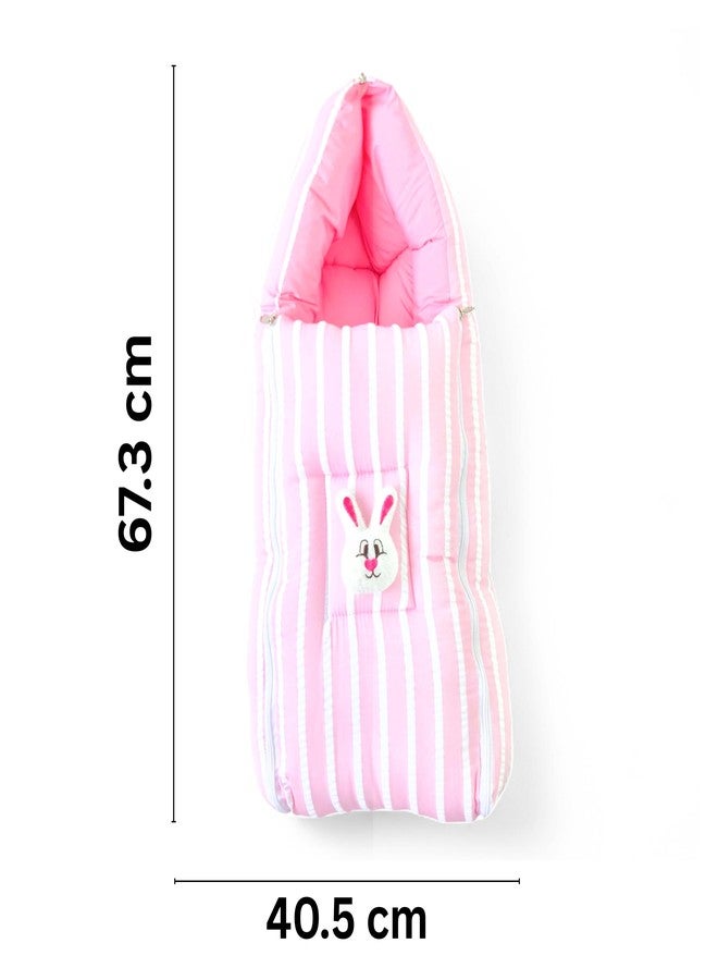 VoiDrop Cotton Baby Sleeping Bag for Newborns Soft & Cozy Infant Carry Nest | Baby Portable Travelling Bed for Baby Carrying & co Sleeping, Unisex Baby Sleeping Bed | Stripe Print in Pink Color - Image 5