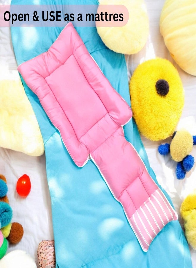 VoiDrop Cotton Baby Sleeping Bag for Newborns Soft & Cozy Infant Carry Nest | Baby Portable Travelling Bed for Baby Carrying & co Sleeping, Unisex Baby Sleeping Bed | Stripe Print in Pink Color - Image 4