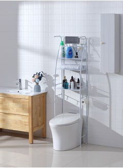 LAWAZIM Sailboat Toilet Rack With Towel 25x47x177cm | Toilet Shelf Bathroom Shelves Over Toilet, Above Toilet Storage Rack Bathroom Space Saver, Freestanding Space Saver Toilet Stands with 2 Hooks.  - Image 1