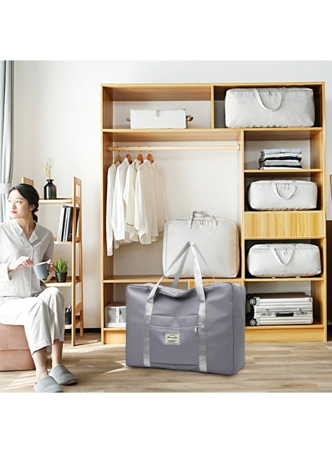 TANGBLIB Foldable Travel Bag, Waterproof Handbag, Lightweight Hand Luggage, Luggage Bag, Suitable for Sports, Gym, Holiday, Unisex- Grey - Image 2