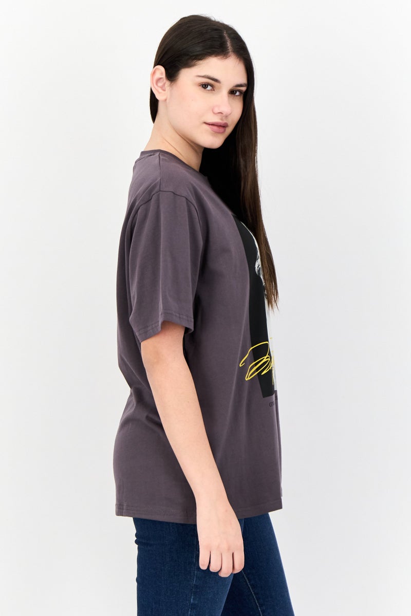 Marilyn Monroe Women Oversized Crew Neck Short Sleeve Graphic T-shirt, Charcoal Grey - Image 4