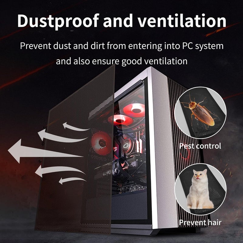 YIMATEECO PC Dust Filter 400x300mm, 4Pack DIY PC Case Dust Mesh Filter PVC Dustproof Filter Cover Cooler Fan Grills with Magnetic Strip for Computer PC Case Speaker(PVC, 400 * 300mm, 4pcs, Black) - Image 3