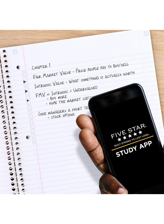 Five Star Spiral Notebooks + Study App, 2 Pack, 1 Subject, College Ruled Paper, 11" x 8-1/2", 80 Sheets, Soft Petals (820331F-ECM) - Image 2