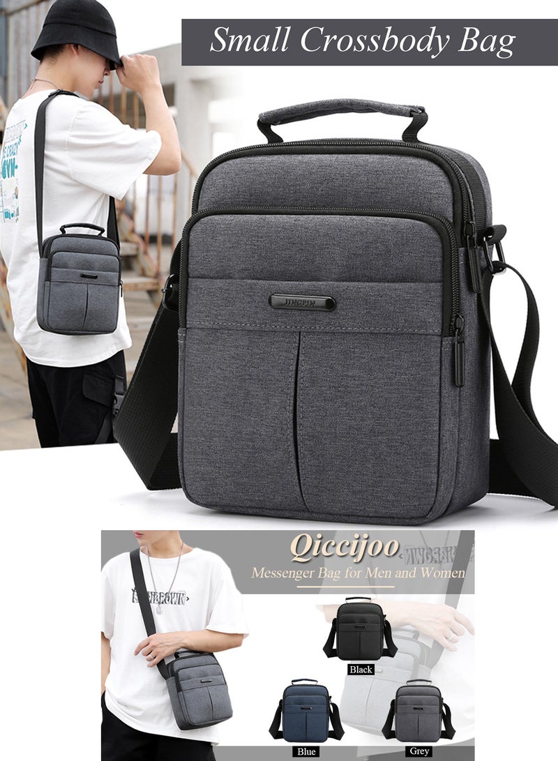 Qiccijoo Small Crossbody Bag Shoulder Bag Messenger Bag for Men and Women Sling Bag Travel Bag for Business Office School Satchel Bags Mini Carry Bags Purse(Grey) - Image 2