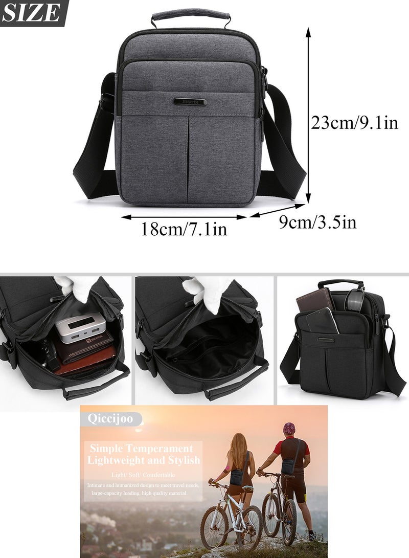 Qiccijoo Small Crossbody Bag Shoulder Bag Messenger Bag for Men and Women Sling Bag Travel Bag for Business Office School Satchel Bags Mini Carry Bags Purse(Grey) - Image 3