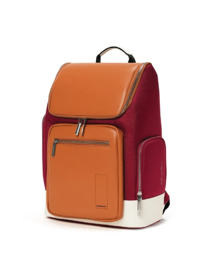 Mokobara MOKOBARA The Hovercraft Backpack Water-Resistant 15.6" Laptop Bag with Luggage Sleeve for Work, Travel, and Daily Use - Suitable for Men and Women Orange & Maroon