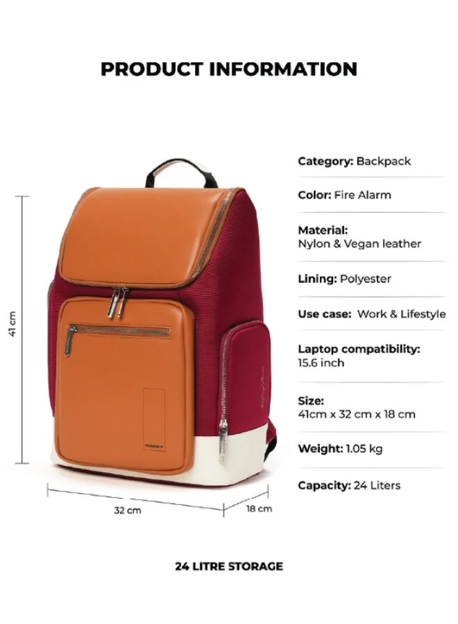 موكوبارا للتجارة ذ.م.م MOKOBARA The Hovercraft Backpack Water-Resistant 15.6" Laptop Bag with Luggage Sleeve for Work, Travel, and Daily Use - Suitable for Men and Women Orange & Maroon