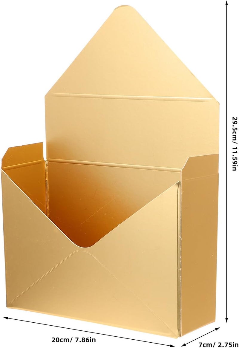 Parliky 2pcs Gold Paperboard Envelope Baskets Floral Bouquet Packaging Boxes for Florist Wrapping and Flower Storage - Image 2