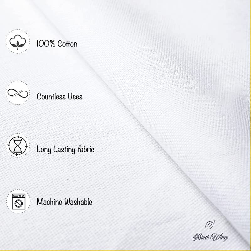 BIRDWING Dining Table Napkins 12 pcs Set of Large 43 x 43 cm (17 x 17 inch) - Plain White - Absorbent Heavy Cotton Party Fabric Machine Washable for Home Restaurant Banquet & Hotel - Image 2