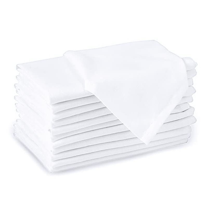 BIRDWING Dining Table Napkins 12 pcs Set of Large 43 x 43 cm (17 x 17 inch) - Plain White - Absorbent Heavy Cotton Party Fabric Machine Washable for Home Restaurant Banquet & Hotel - Image 1