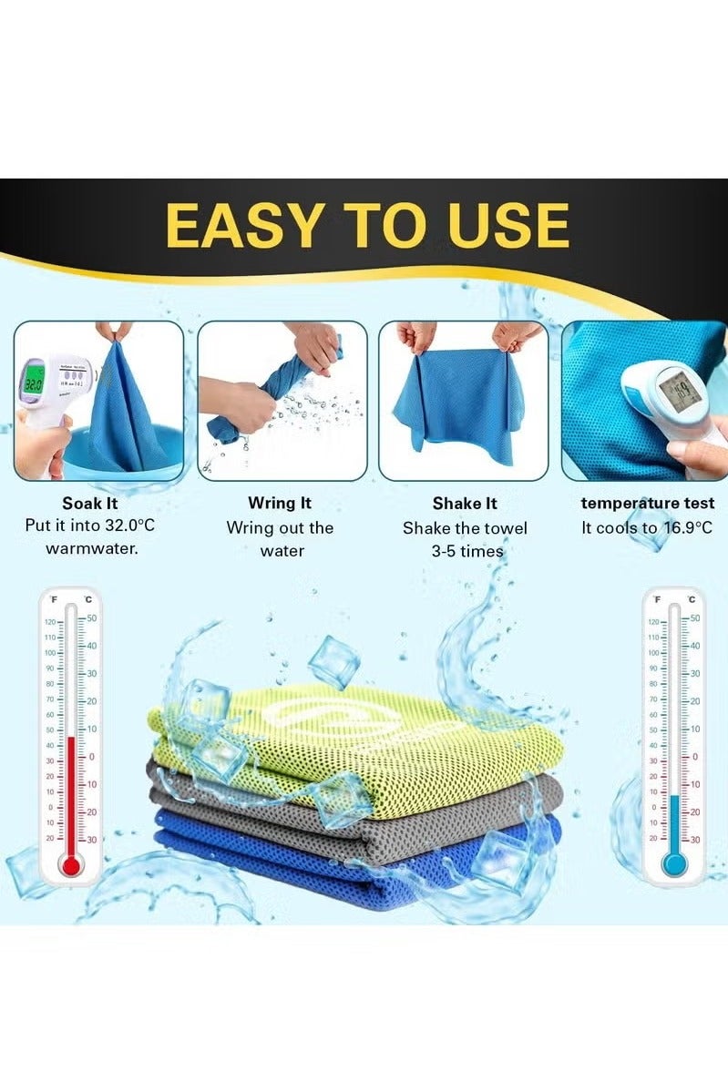 3 Pack Cooling Towel  Soft Breathable Chilly Towel, Ice Towel, Microfiber Towel for Yoga, Sport, Running, Workout,Gym, Camping, Fitness, Workout & More Activities(Multicolor) - Image 4