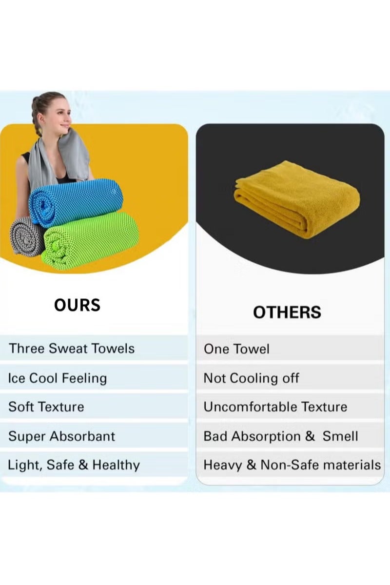3 Pack Cooling Towel  Soft Breathable Chilly Towel, Ice Towel, Microfiber Towel for Yoga, Sport, Running, Workout,Gym, Camping, Fitness, Workout & More Activities(Multicolor) - Image 2