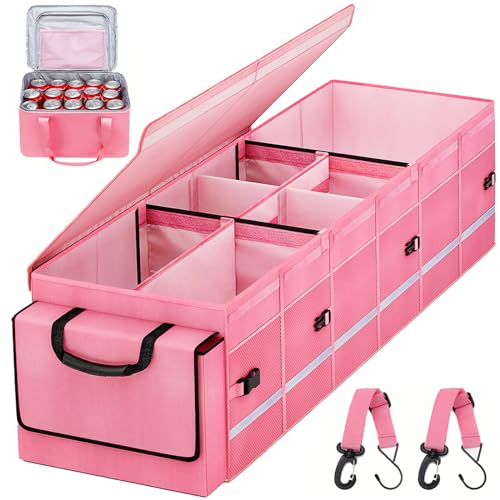 GDNasist Car Trunk Organizer and Storage with Lid & Removable Leakproof Cooler Bag, Car Accessories 6 Removable Dividers for Custom Space, Collapsible Large Trunk Organizers Interior for SUV & Sendan, Black - Image 1