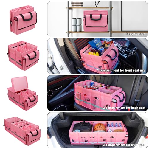 GDNasist Car Trunk Organizer and Storage with Lid & Removable Leakproof Cooler Bag, Car Accessories 6 Removable Dividers for Custom Space, Collapsible Large Trunk Organizers Interior for SUV & Sendan, Black - Image 2