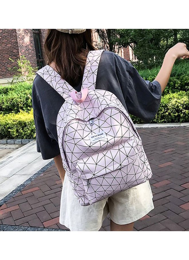 Y&D - Geometric Pattern Backpack Pink/Black - Image 1