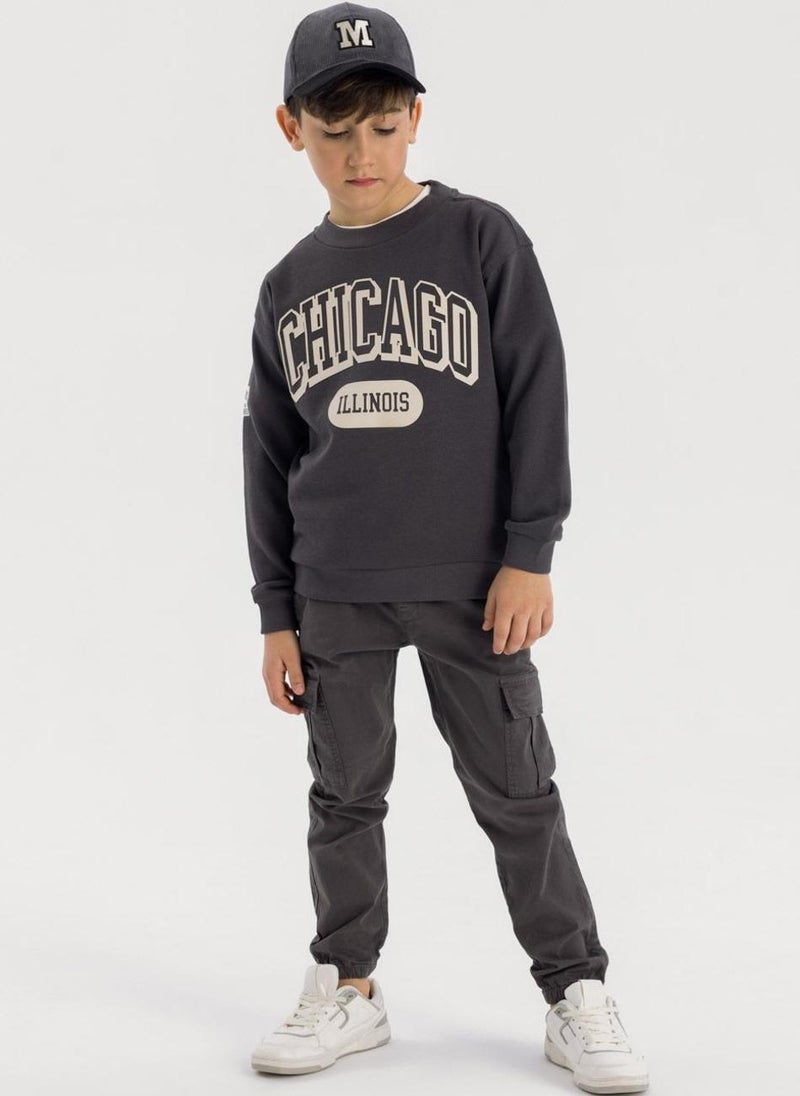 MINOTI Boys' Cargo Pants with Elastic Waist and Cuffed Ankles - Image 1
