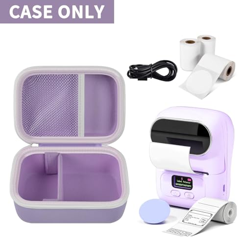 Boobowl Case Compatible with Phomemo M110 Label Maker - Portable Mini Bluetooth Thermal Label Maker Carrying Storage Bag for Printer Labels, USB Cable and Accessories Black (Box Only)-Purple - Image 2