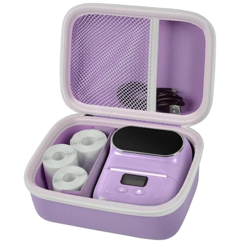 Boobowl Case Compatible with Phomemo M110 Label Maker - Portable Mini Bluetooth Thermal Label Maker Carrying Storage Bag for Printer Labels, USB Cable and Accessories Black (Box Only)-Purple - Image 1