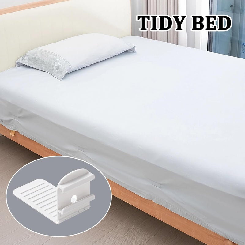 SYOSI Bed Sheet Holders, Foldable Bed Sheet Fasteners, Lock Sheet Clips for Mattress, Prevent Loose Bedding, Adjustable Bed Sheet Straps, Easy Fixation, White, 4 Pieces - Image 4