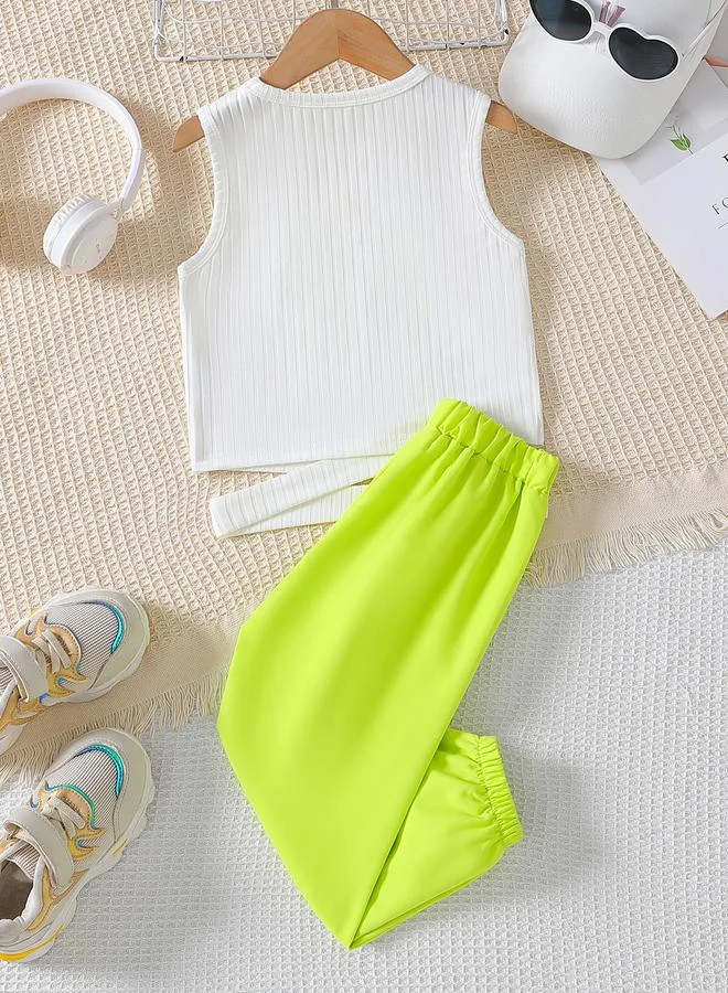 Take Two Take Two Graphic Print Round Neck Tank and Pocket Detail Joggers Set