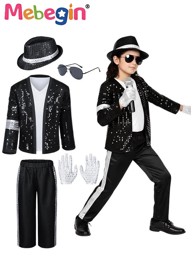 MEBEGIN Dance Costumes for Kids, 80s 90s Star Outfit Set, Cosplay Dress Up, Hip Hop Disco Role Play Kit, Suitable for Party, Birthday, Funfair, Stage Performance, Cosplay and Any Other Special Occasions - Image 1