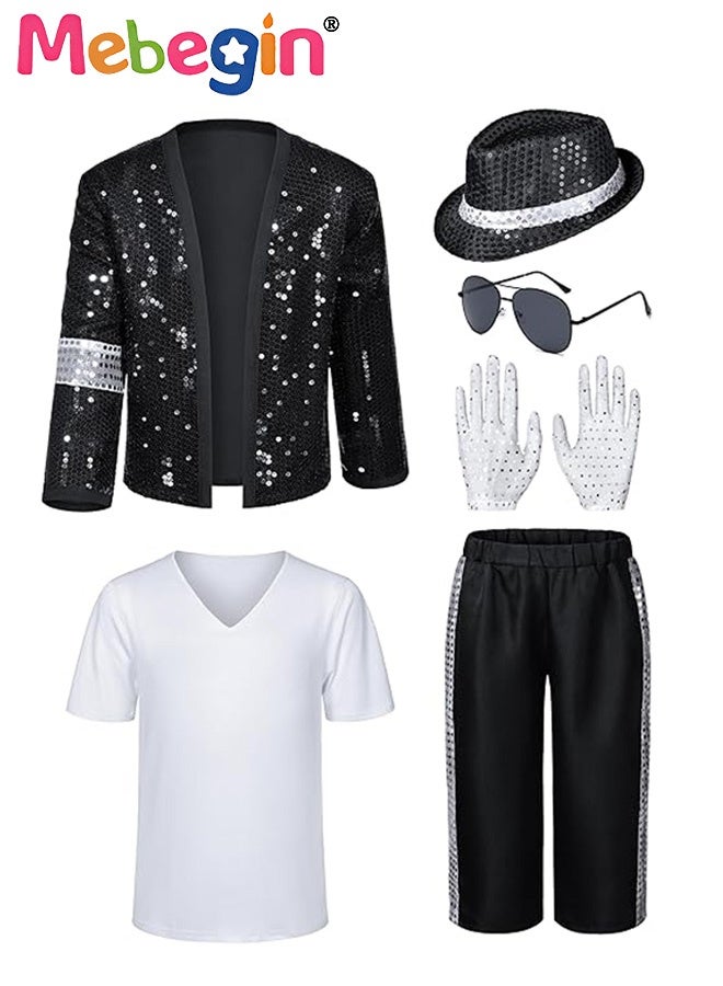 MEBEGIN Dance Costumes for Kids, 80s 90s Star Outfit Set, Cosplay Dress Up, Hip Hop Disco Role Play Kit, Suitable for Party, Birthday, Funfair, Stage Performance, Cosplay and Any Other Special Occasions - Image 2