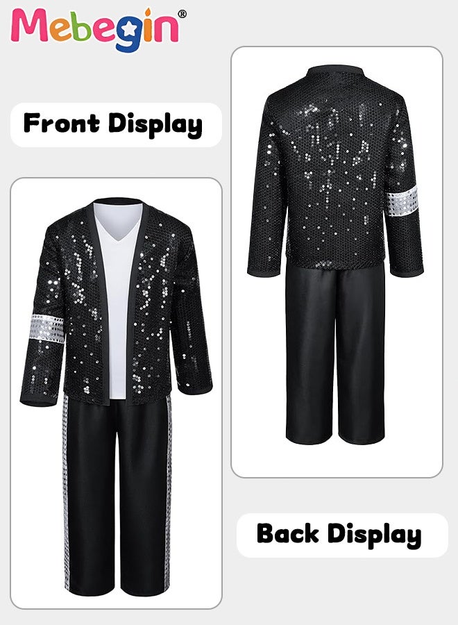 MEBEGIN Dance Costumes for Kids, 80s 90s Star Outfit Set, Cosplay Dress Up, Hip Hop Disco Role Play Kit, Suitable for Party, Birthday, Funfair, Stage Performance, Cosplay and Any Other Special Occasions - Image 4